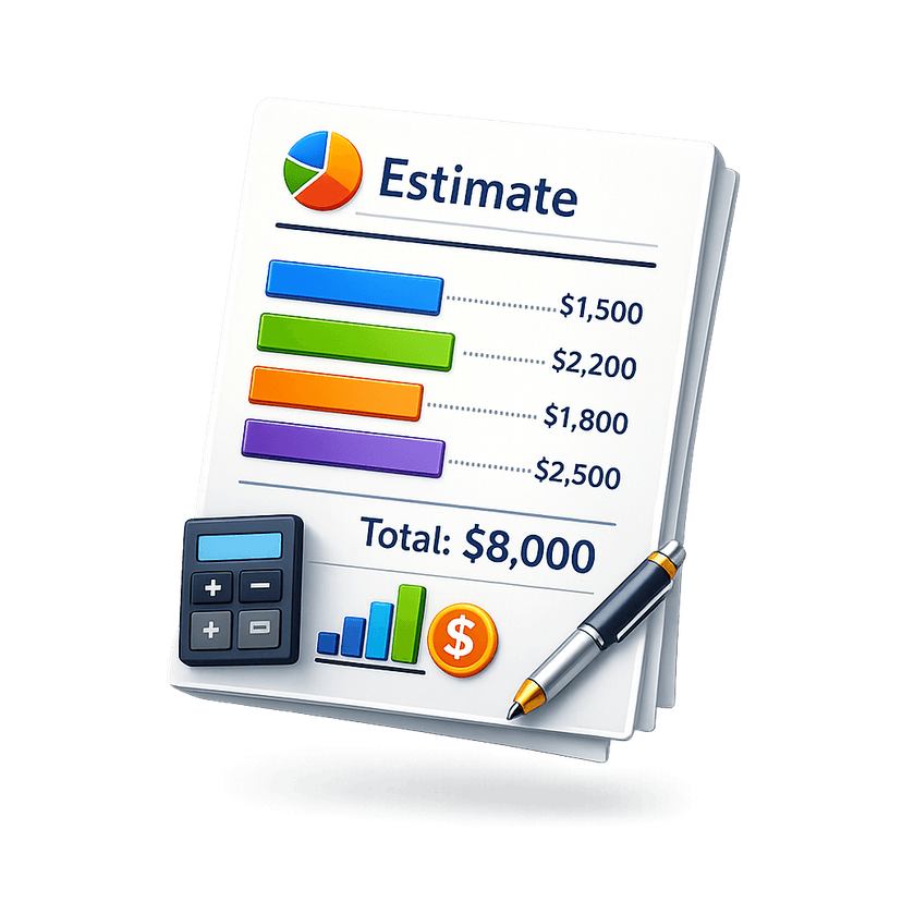 Professional estimating software interface